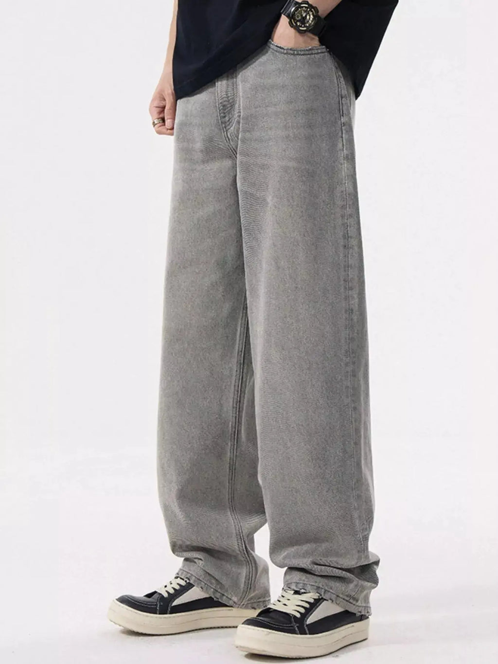 Men's Loose Fit Wash Jeans  COOLANDBAG