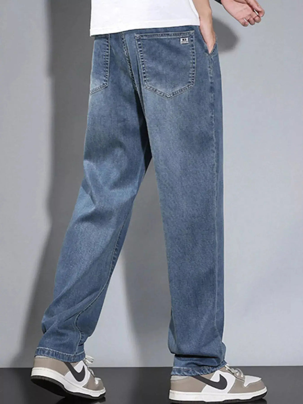 Men's Loose Fit Washed Jeans  COOLANDBAG