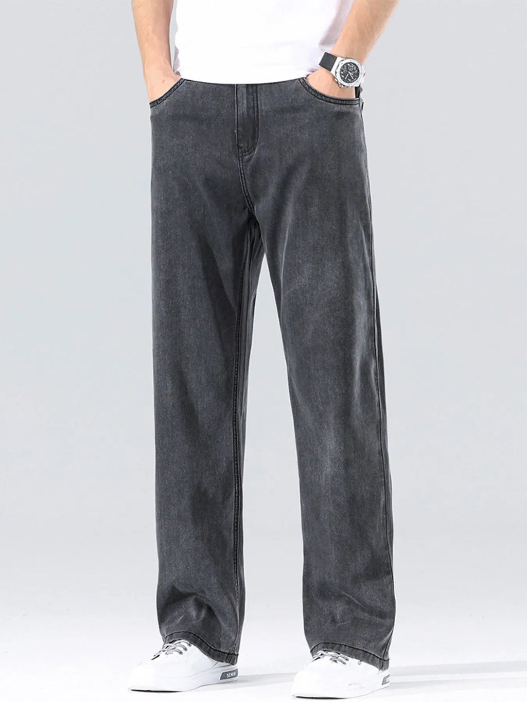 Men's Loose Fit Washed Jeans  COOLANDBAG