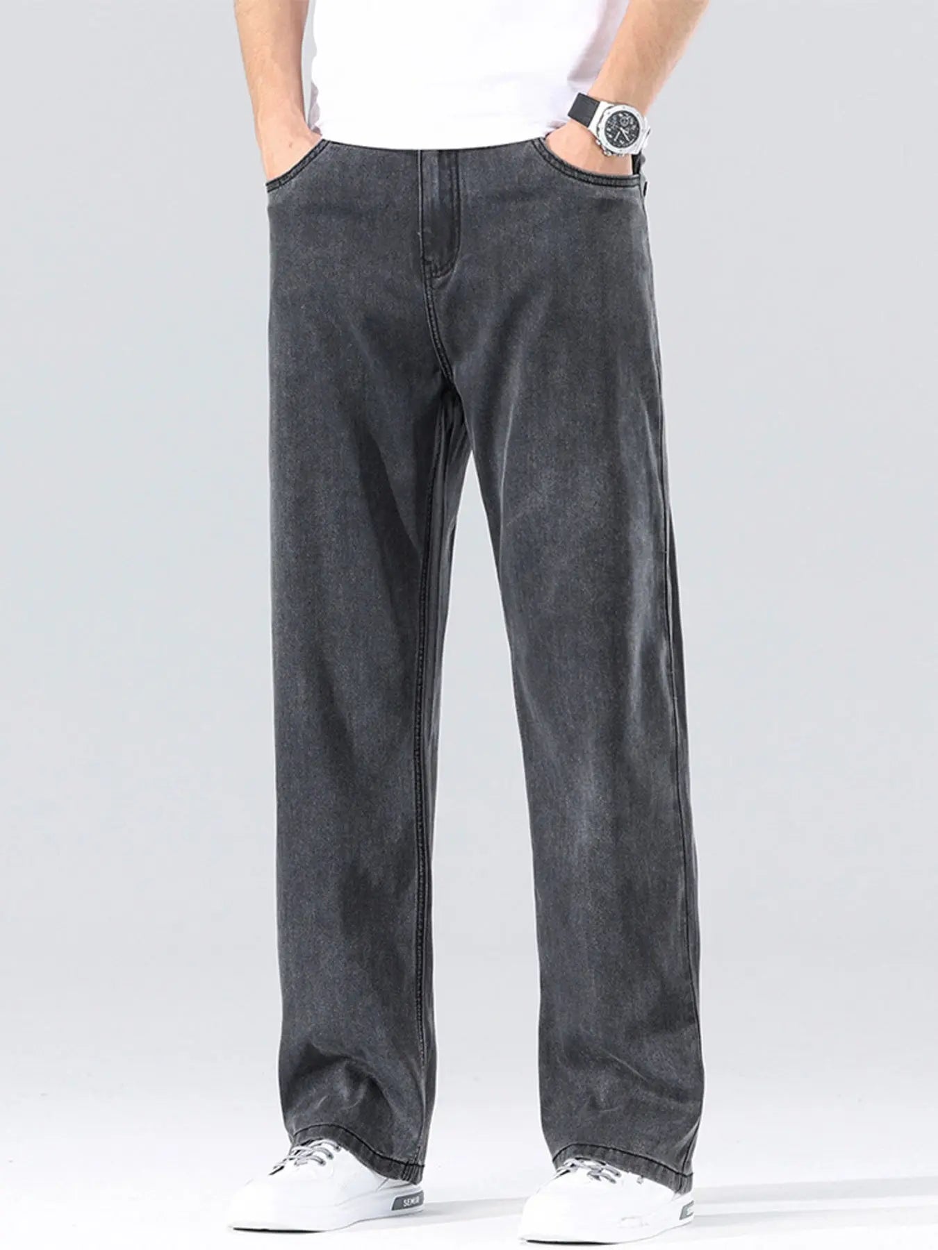 Men's Loose Fit Washed Jeans  COOLANDBAG