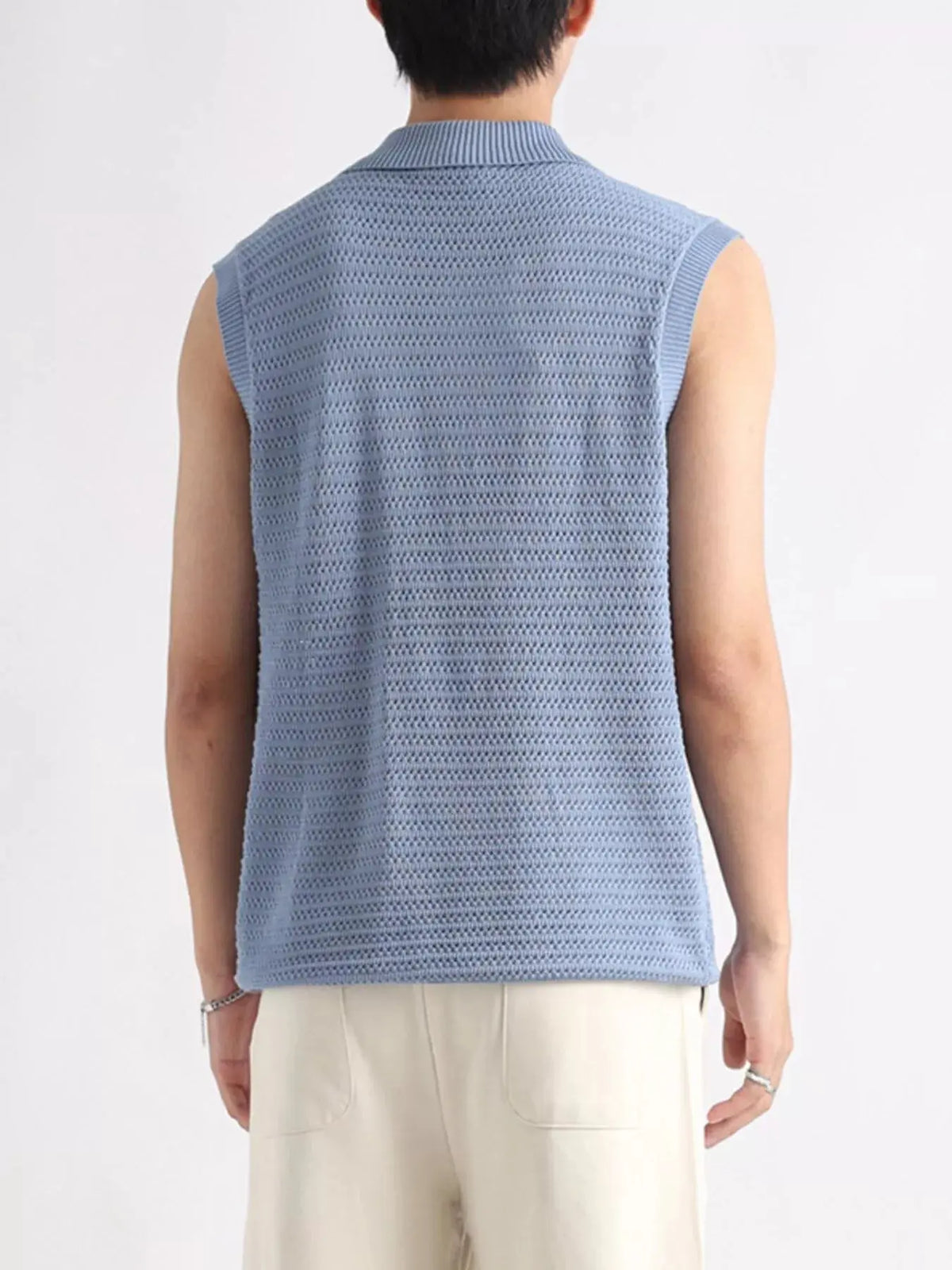 Men's Plus Size Breathable Knit Polo Collar Tank  COOLANDBAG
