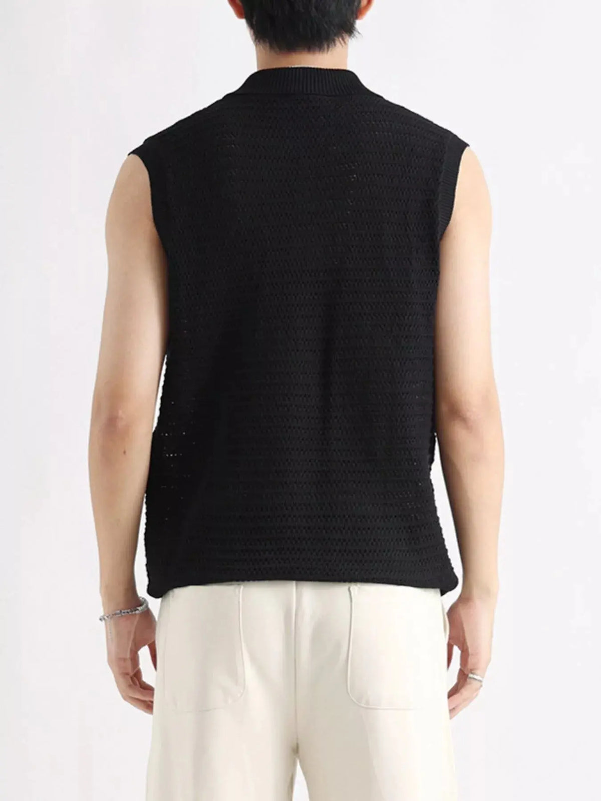 Men's Plus Size Breathable Knit Polo Collar Tank  COOLANDBAG