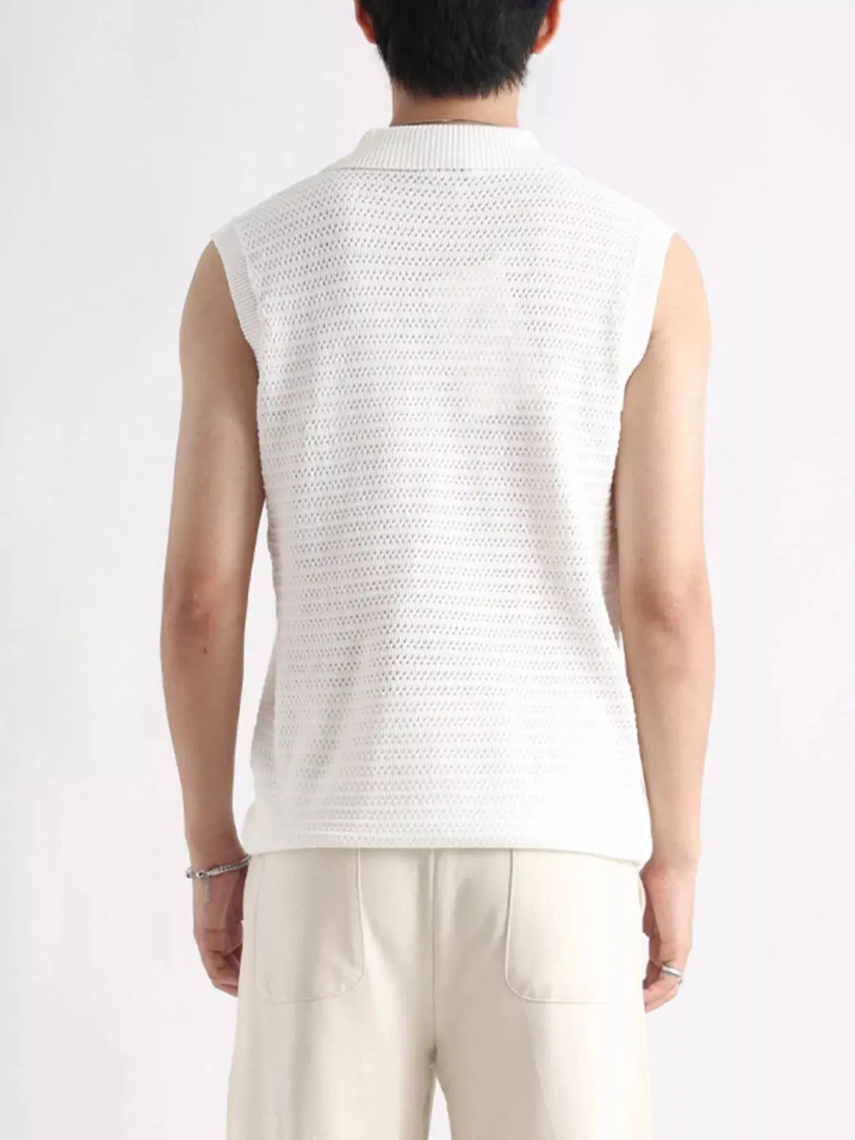 Men's Plus Size Breathable Knit Polo Collar Tank  COOLANDBAG