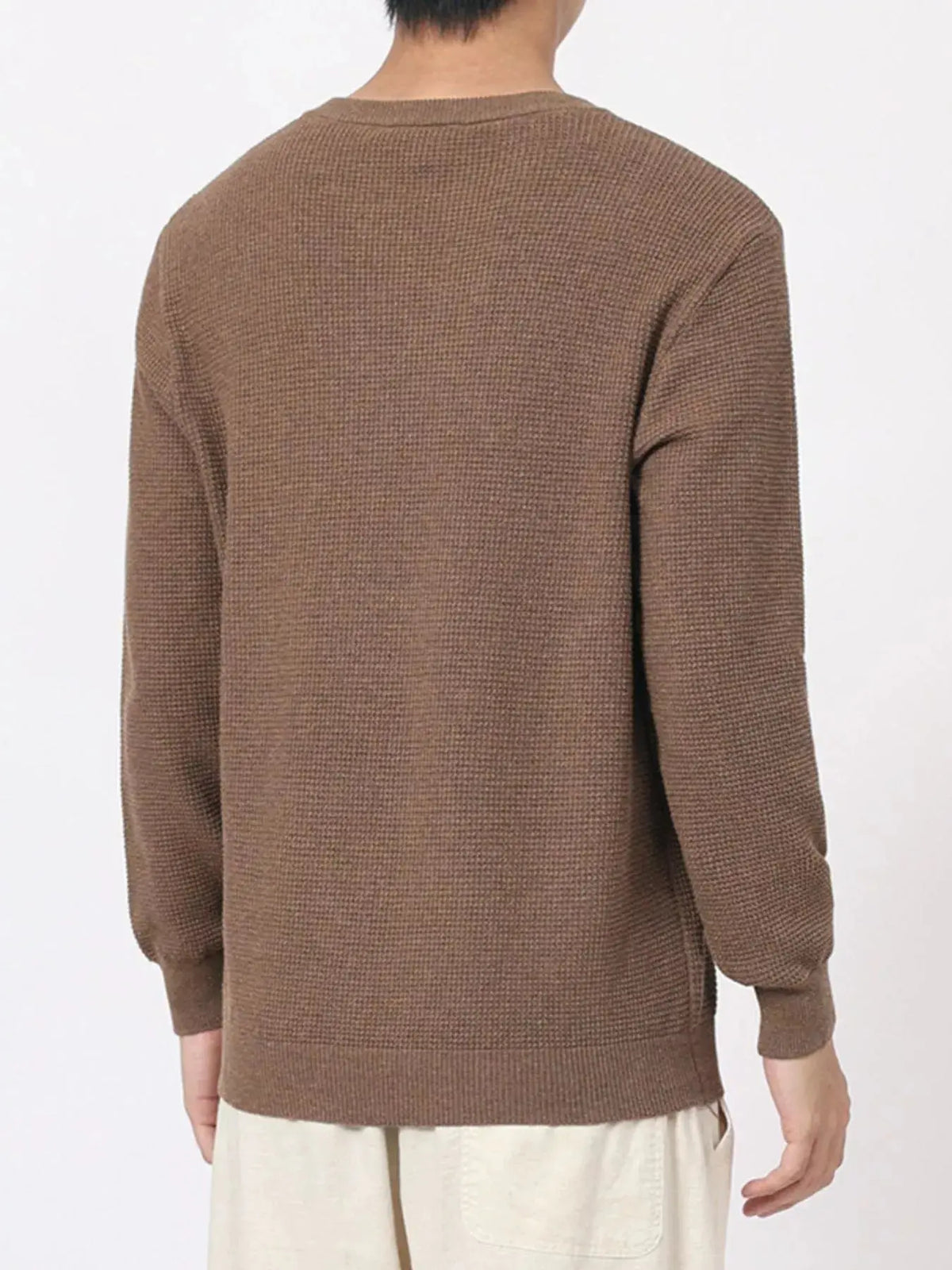 Men's Plus Size Button Detail Waffle Knit Top  COOLANDBAG