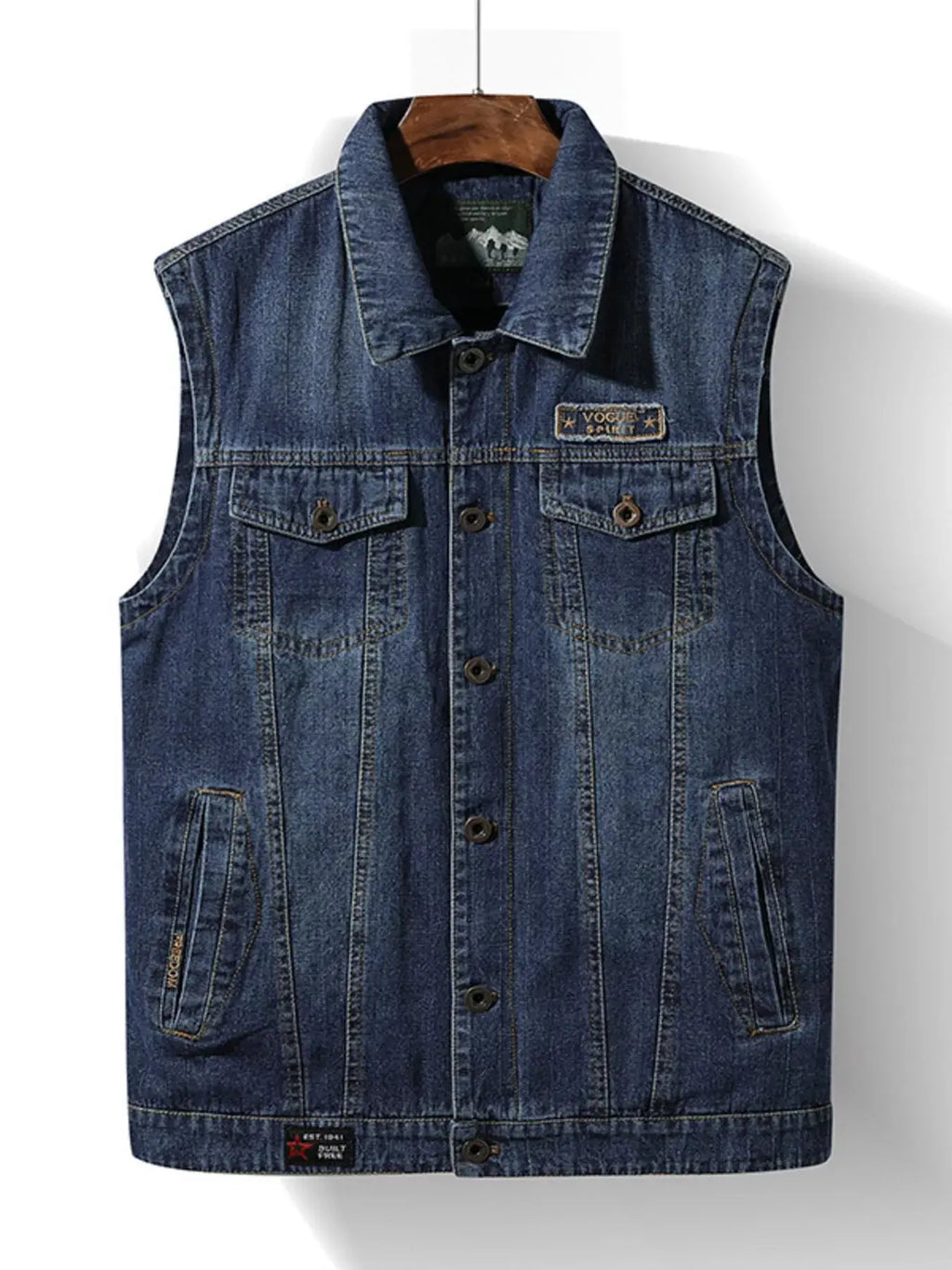 Men's Plus Size Button Up Denim Vest  COOLANDBAG