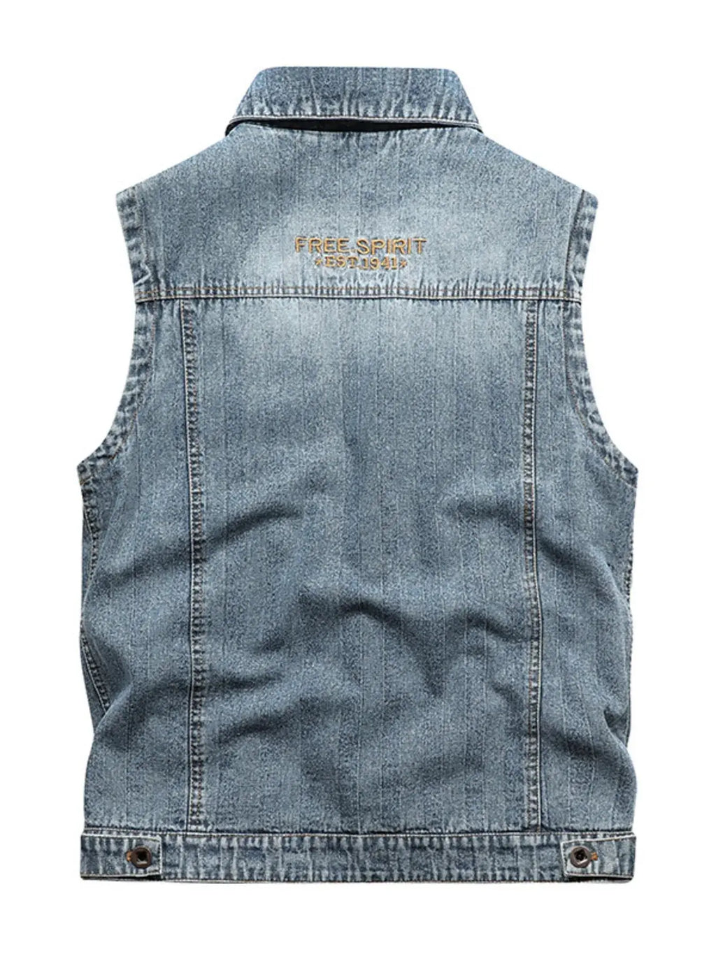 Men's Plus Size Button Up Denim Vest  COOLANDBAG