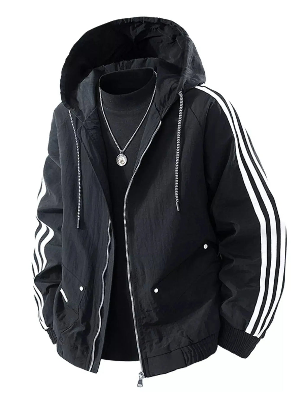 Men's Plus Size Casual Hooded Windbreaker Jacket  COOLANDBAG