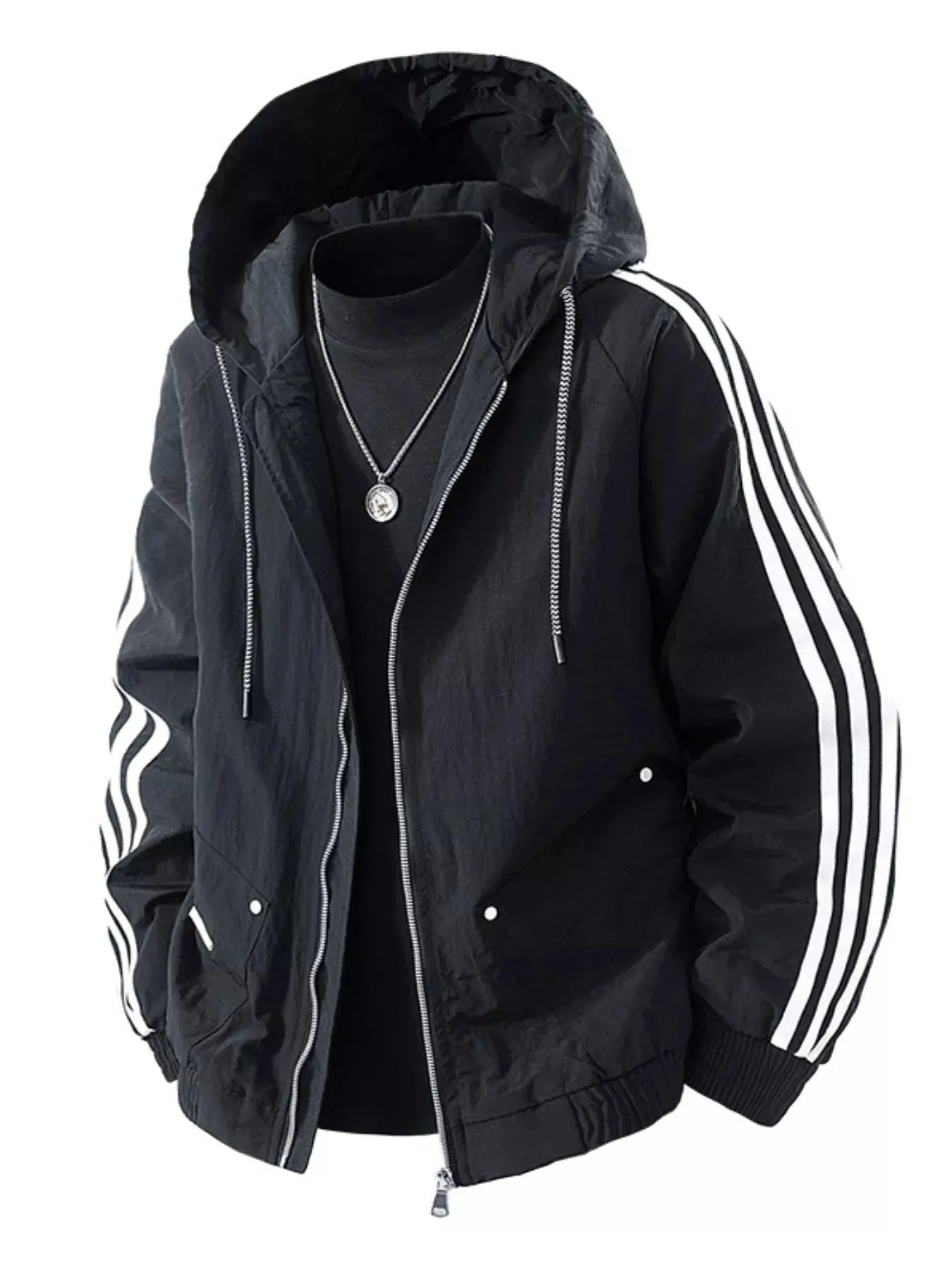 Men's Plus Size Casual Hooded Windbreaker Jacket  COOLANDBAG