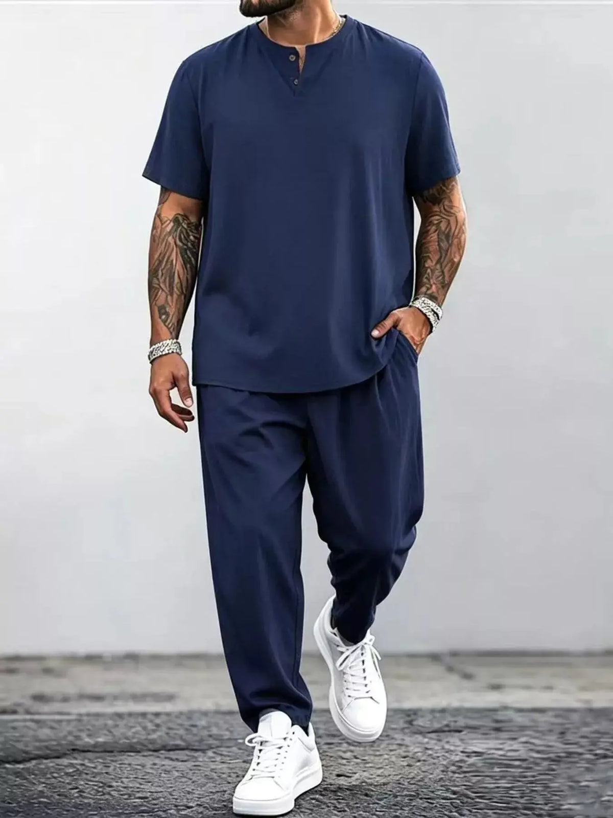 Ensemble T-Shirt et Pantalon Manches Courtes Grande Taille Homme