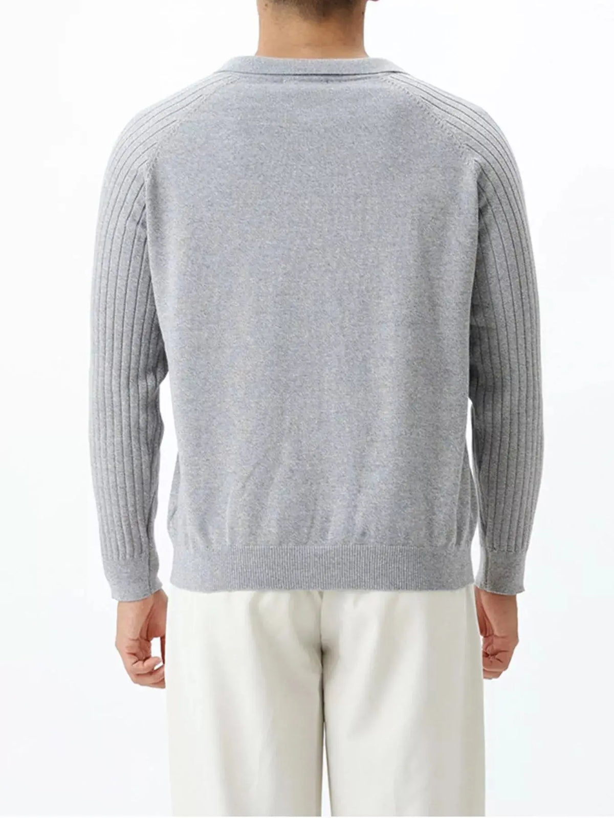 Men's Plus Size Classic Fit Ribbed Sleeve Knit Top  COOLANDBAG