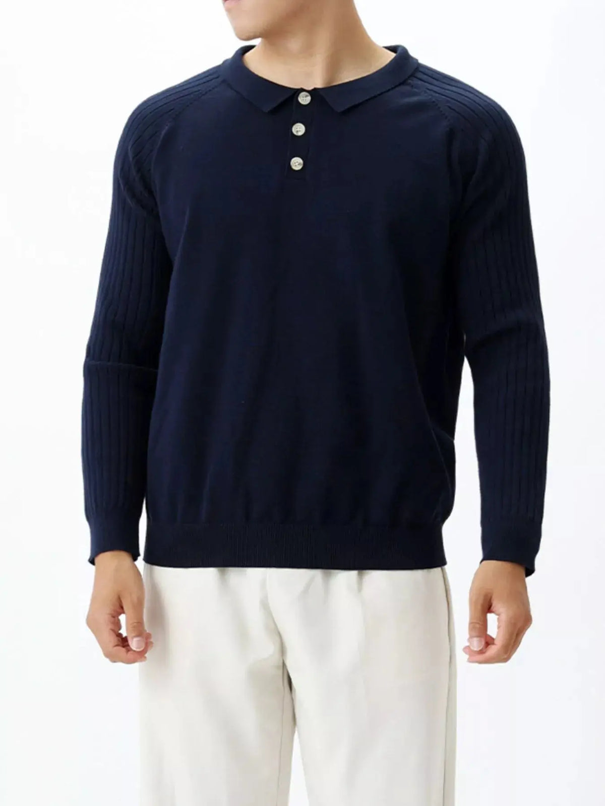 Men's Plus Size Classic Fit Ribbed Sleeve Knit Top  COOLANDBAG