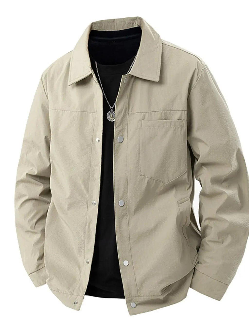 Men's Plus Size Lightweight Snap-Down Jacket  COOLANDBAG