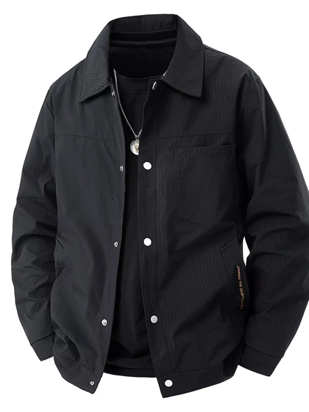 Men's Plus Size Lightweight Snap-Down Jacket  COOLANDBAG