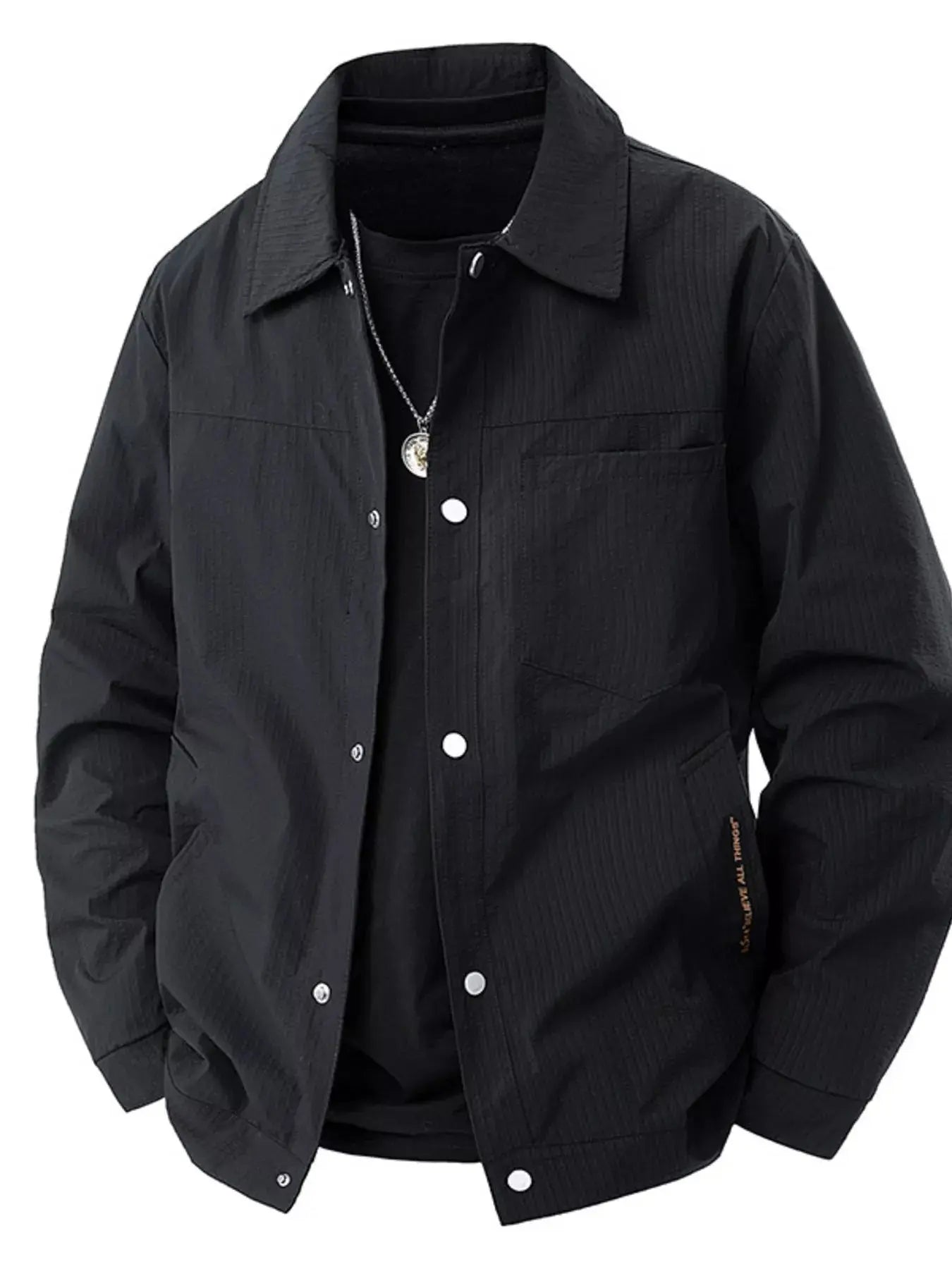 Men's Plus Size Lightweight Snap-Down Jacket  COOLANDBAG