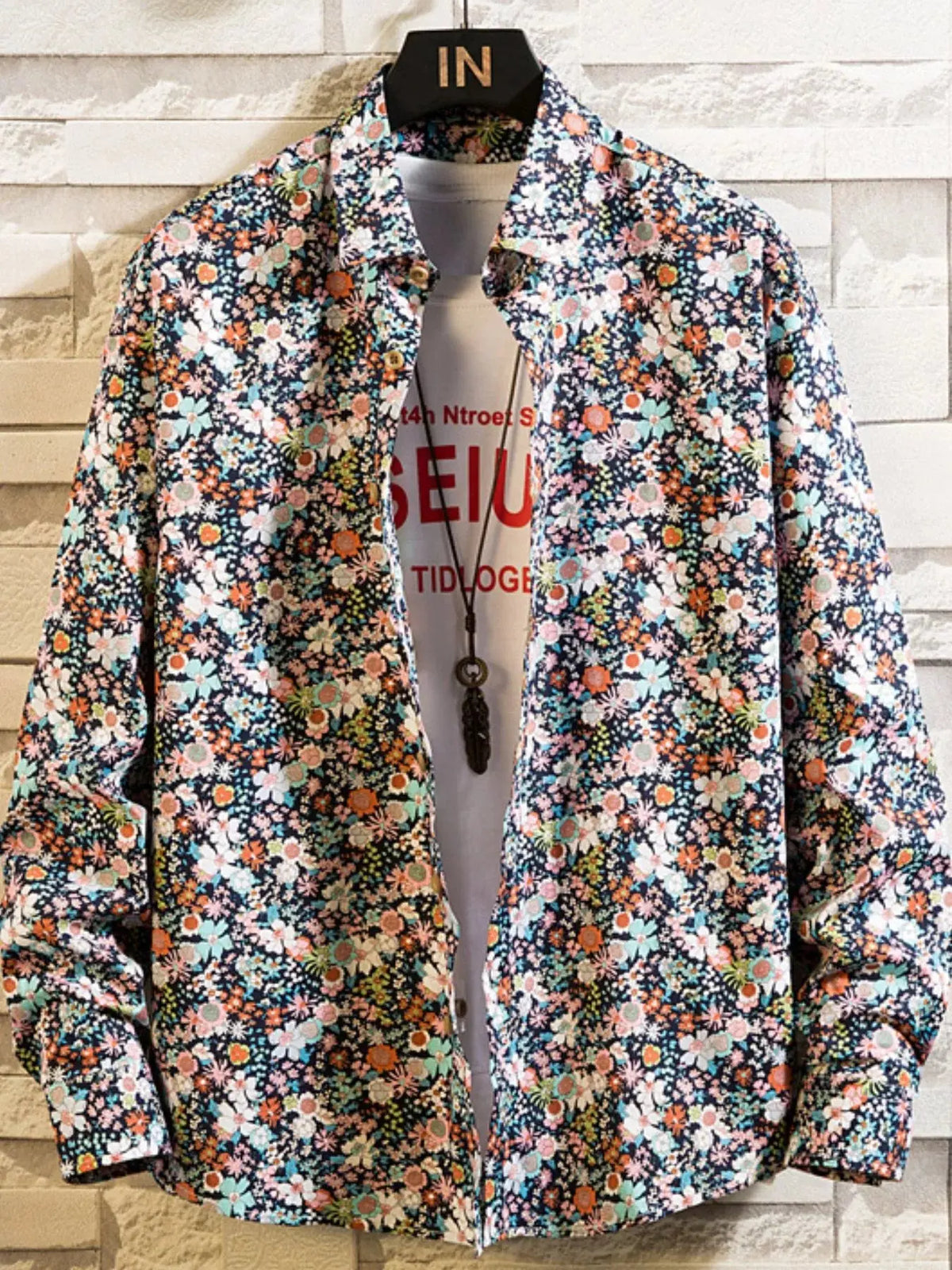 Men's Plus Size Printed Button Up Shirt  COOLANDBAG