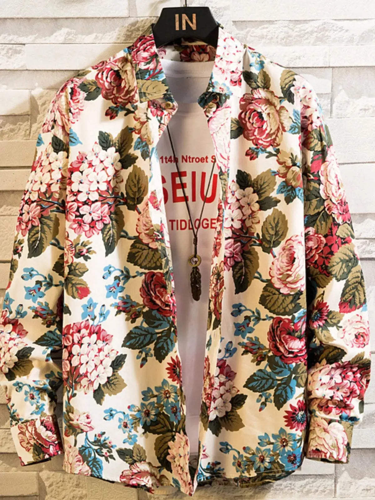 Men's Plus Size Printed Button Up Shirt  COOLANDBAG