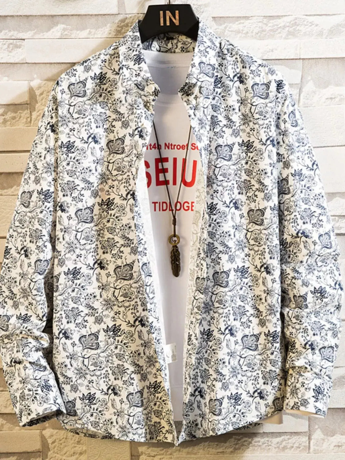 Men's Plus Size Printed Button Up Shirt  COOLANDBAG