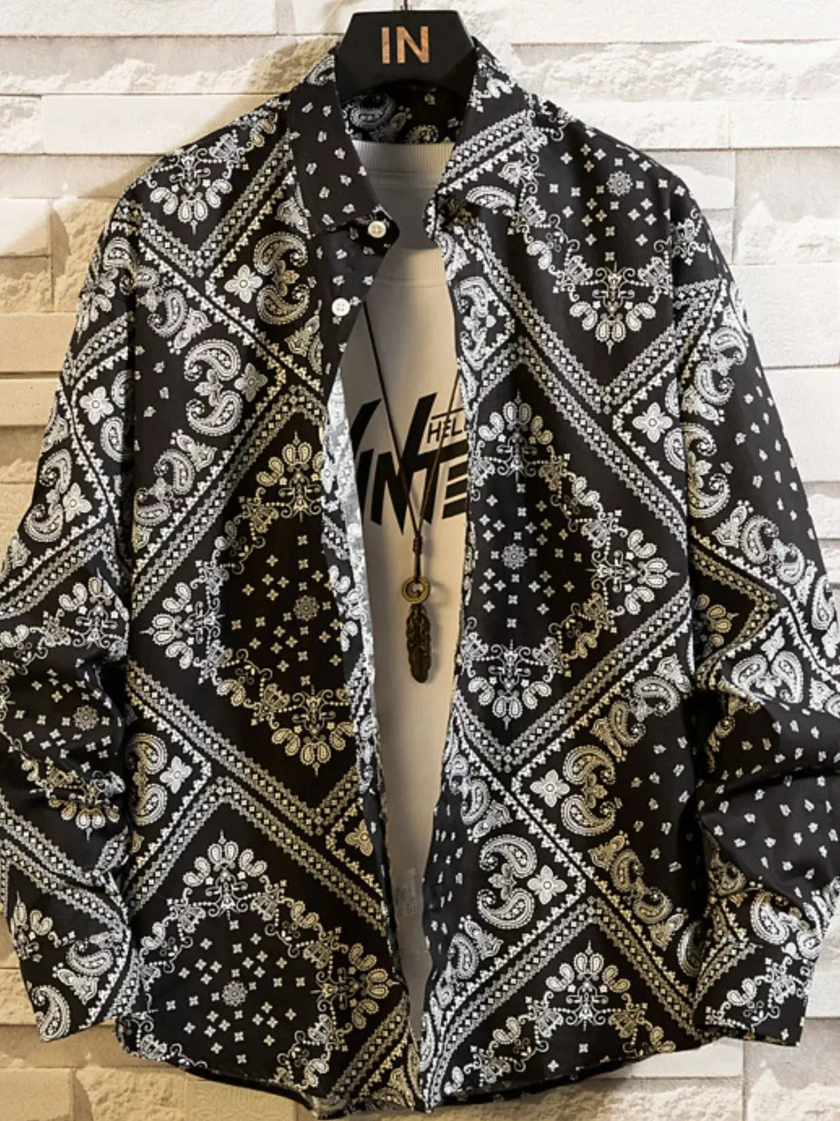 Men's Plus Size Printed Button Up Shirt  COOLANDBAG