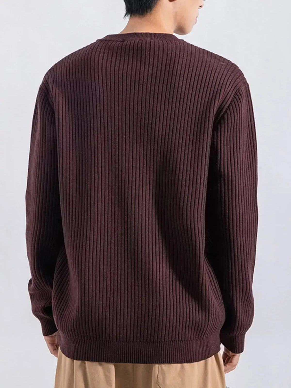 Men's Plus Size Ribbed Button Detail Knit Top  COOLANDBAG