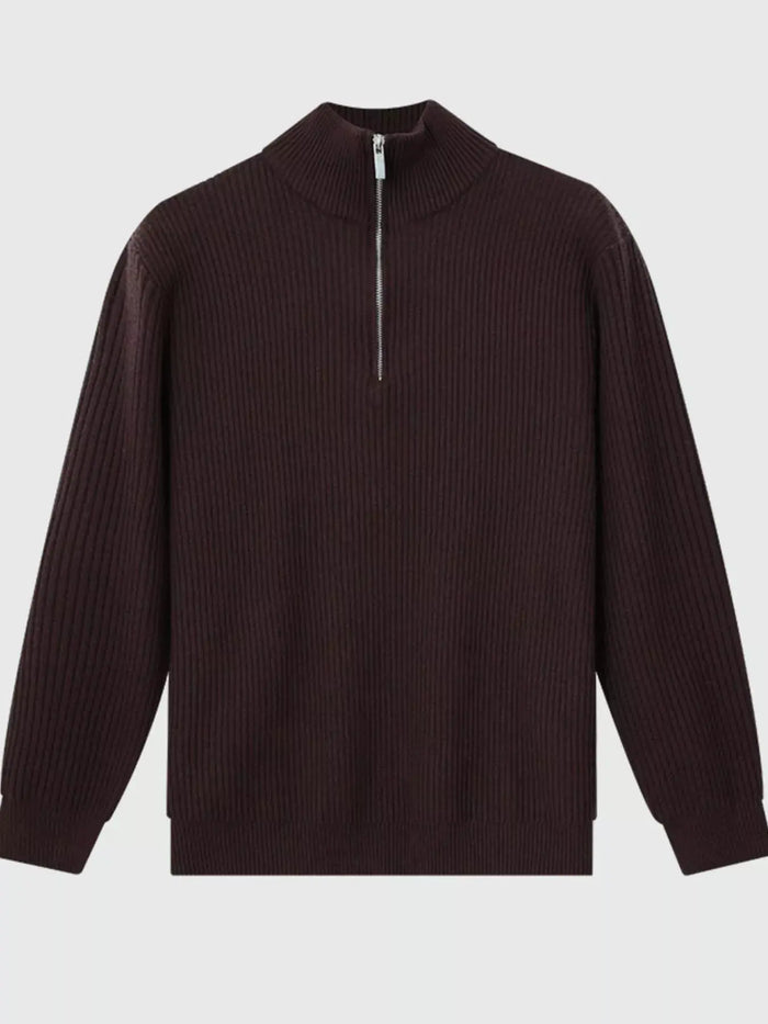 Pull Demi-Zip en Maille Côtelée