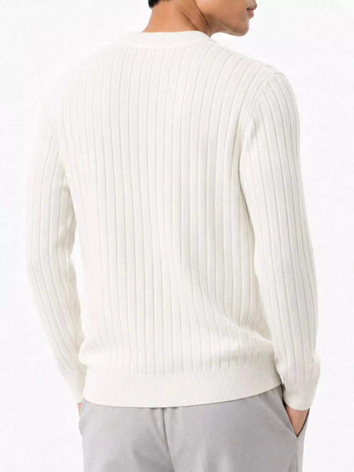 Men's Plus Size Ribbed Knit Crew Neck Sweater  COOLANDBAG