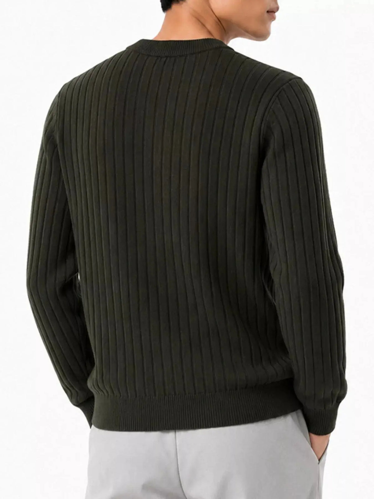 Men's Plus Size Ribbed Knit Crew Neck Sweater  COOLANDBAG