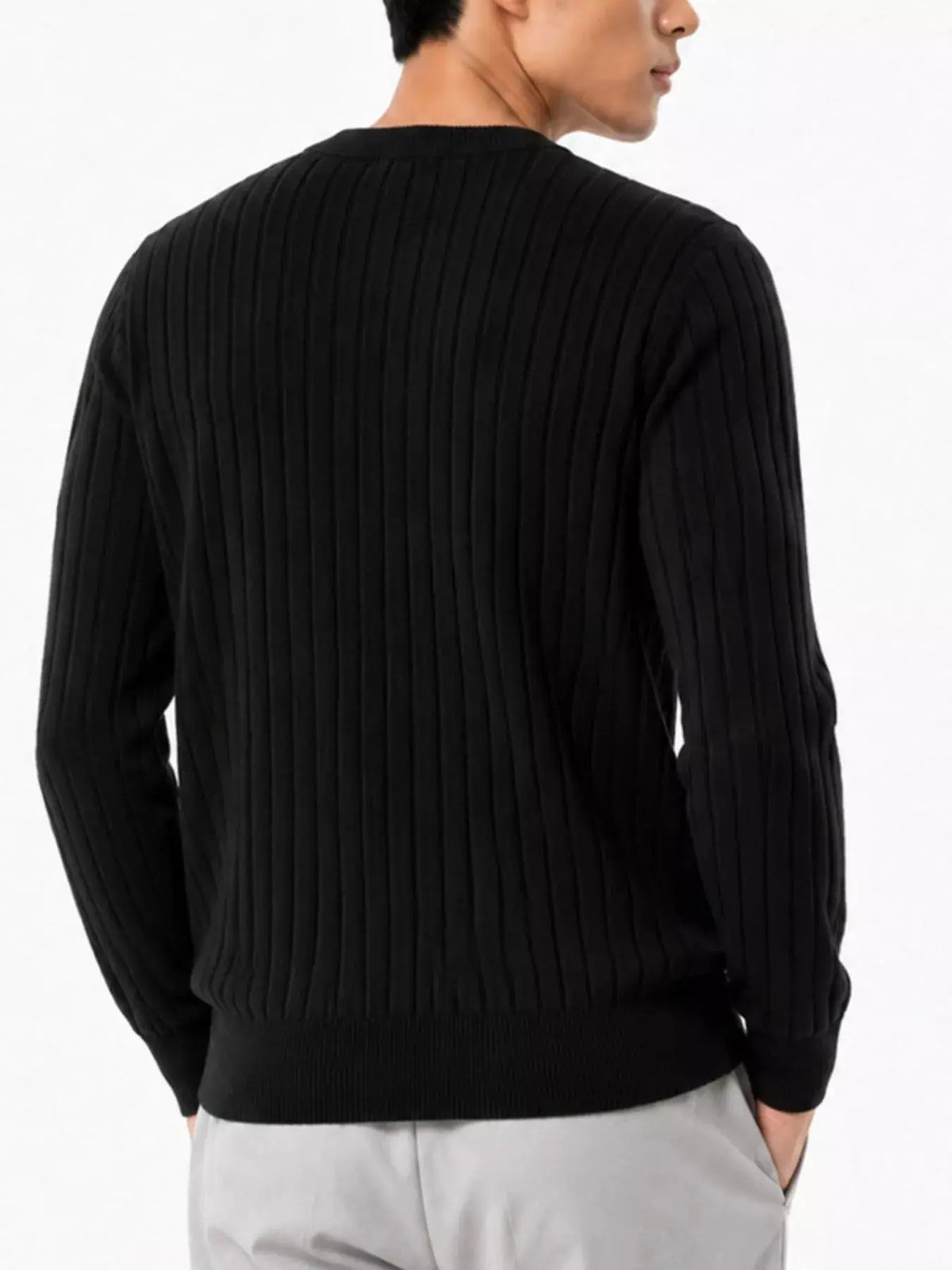 Men's Plus Size Ribbed Knit Crew Neck Sweater  COOLANDBAG