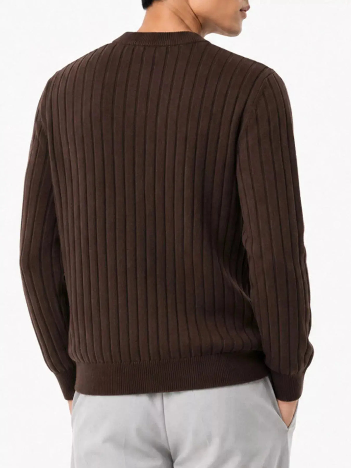 Men's Plus Size Ribbed Knit Crew Neck Sweater  COOLANDBAG