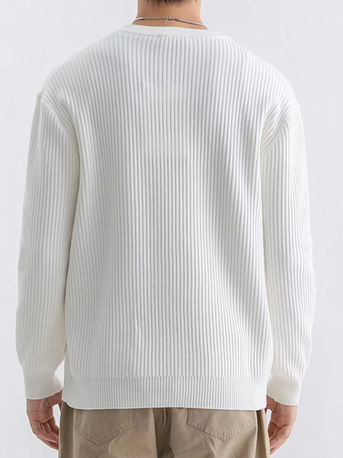 Men's Plus Size Ribbed Knit Crew Neck Sweater  COOLANDBAG
