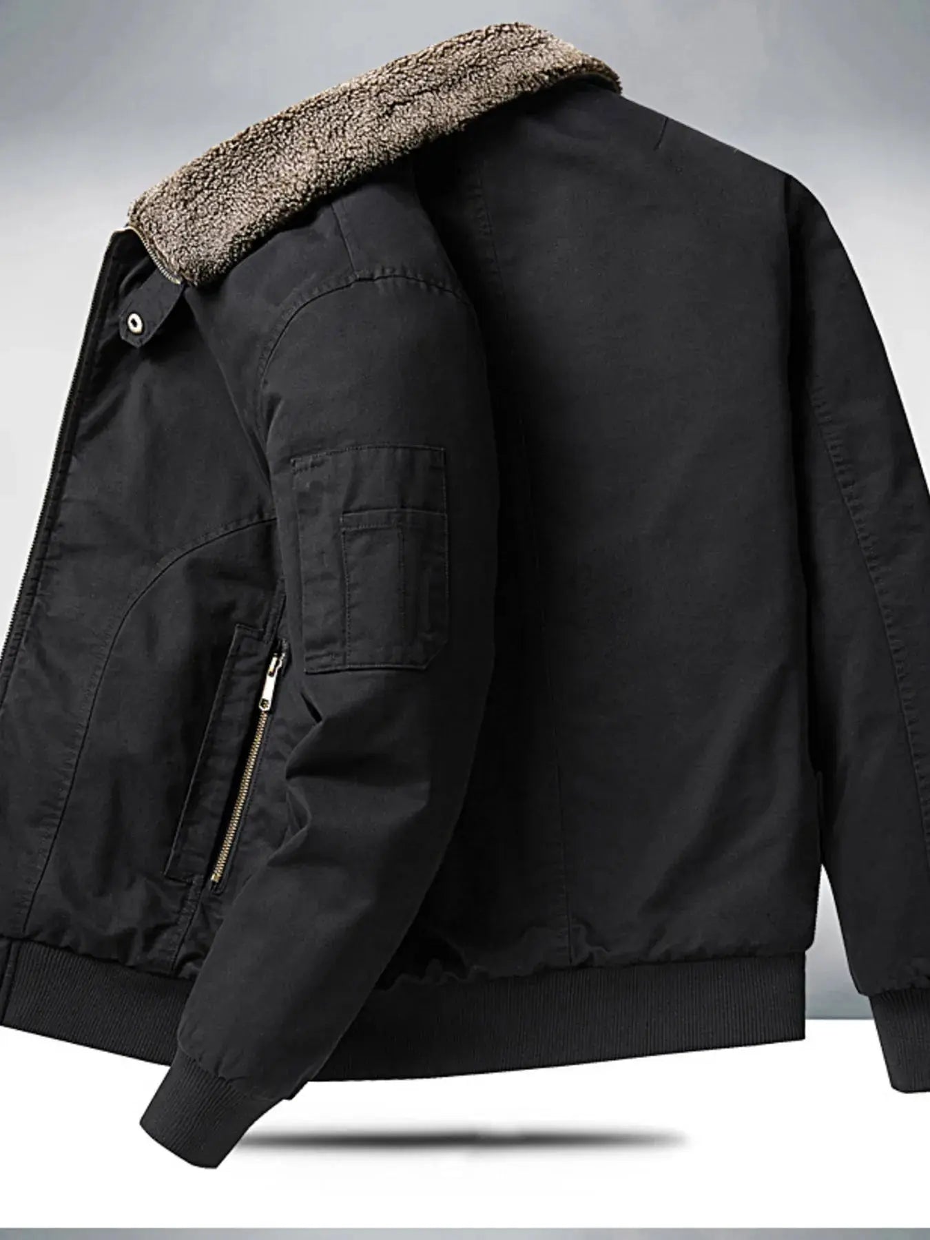 Men's Plus Size Sherpa Lined Zip Up Jacket  COOLANDBAG