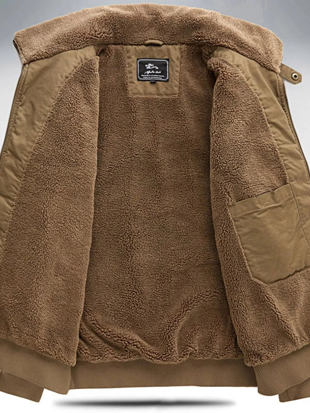 Men's Plus Size Sherpa Lined Zip Up Jacket  COOLANDBAG
