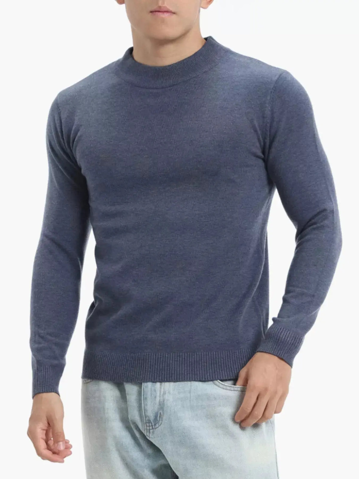 Men's Plus Size Slim-Fit Mock Neck Knit Top  COOLANDBAG