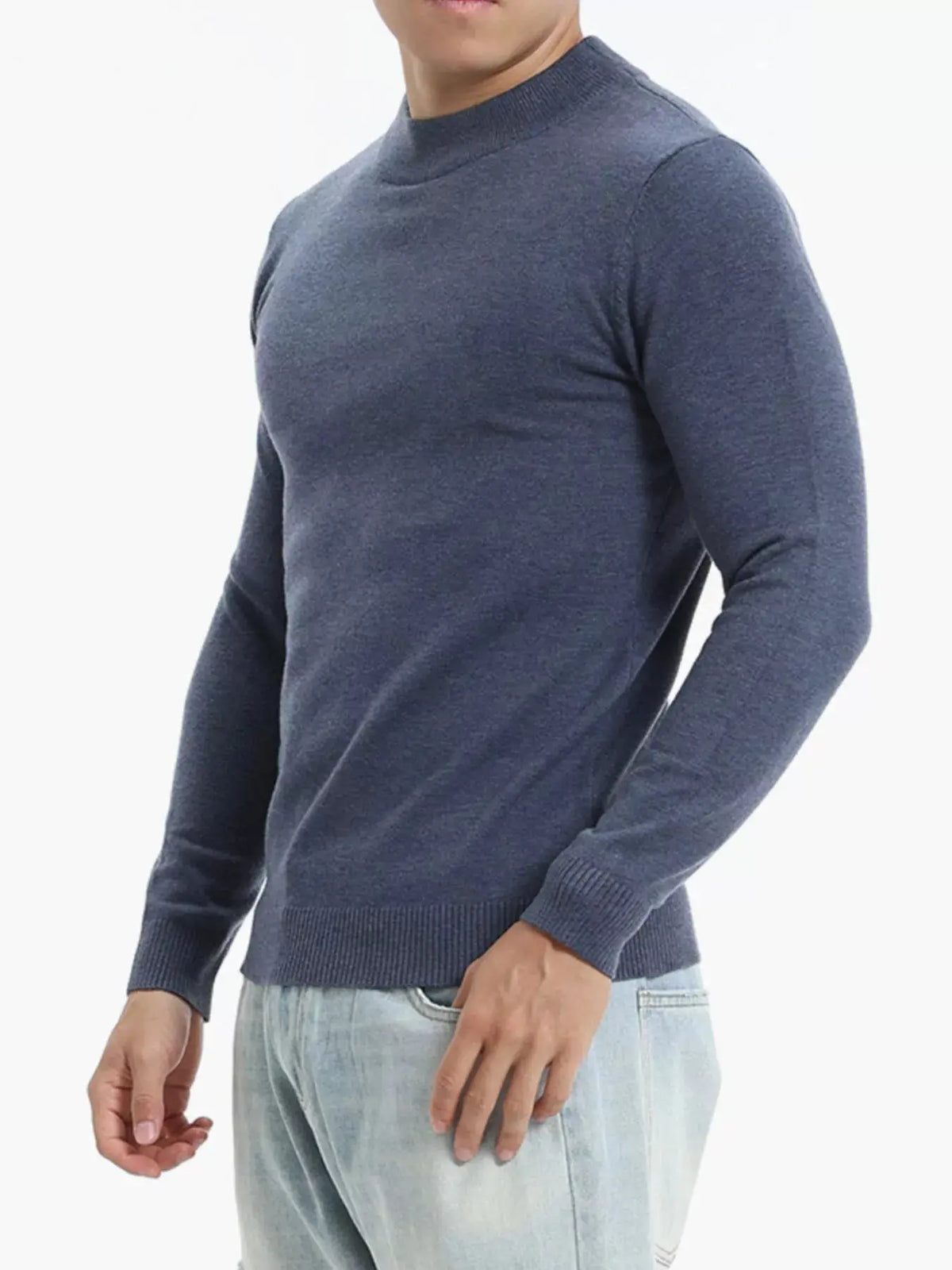 Men's Plus Size Slim-Fit Mock Neck Knit Top  COOLANDBAG