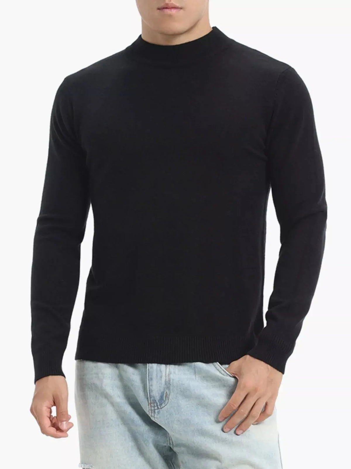 Pull Col Montant Coupe Ajustée Grande Taille Homme