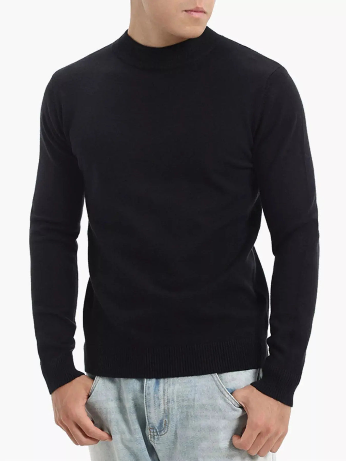 Men's Plus Size Slim-Fit Mock Neck Knit Top  COOLANDBAG
