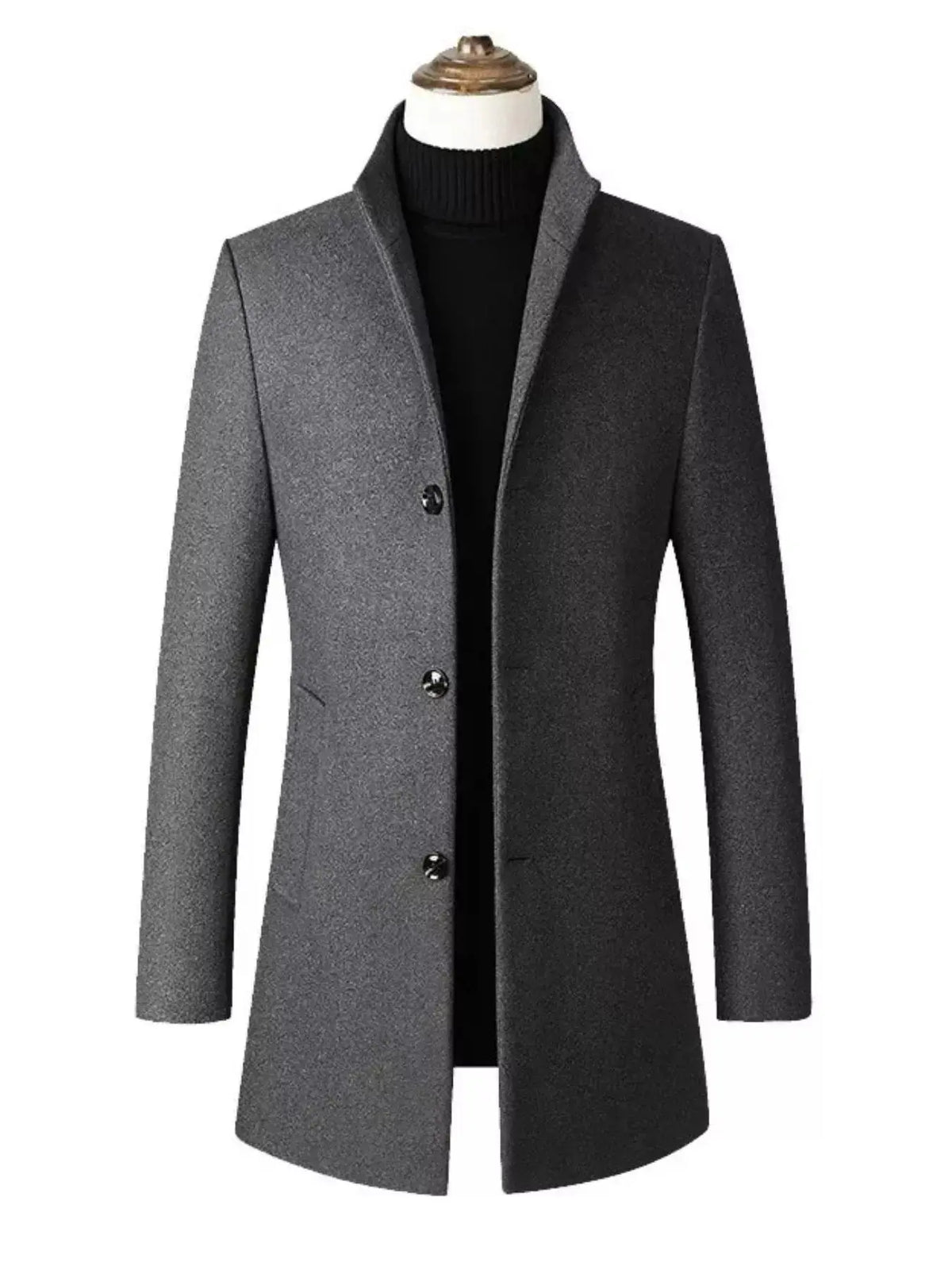 Men's Plus Size Slim Fit Stand Collar Overcoat  COOLANDBAG