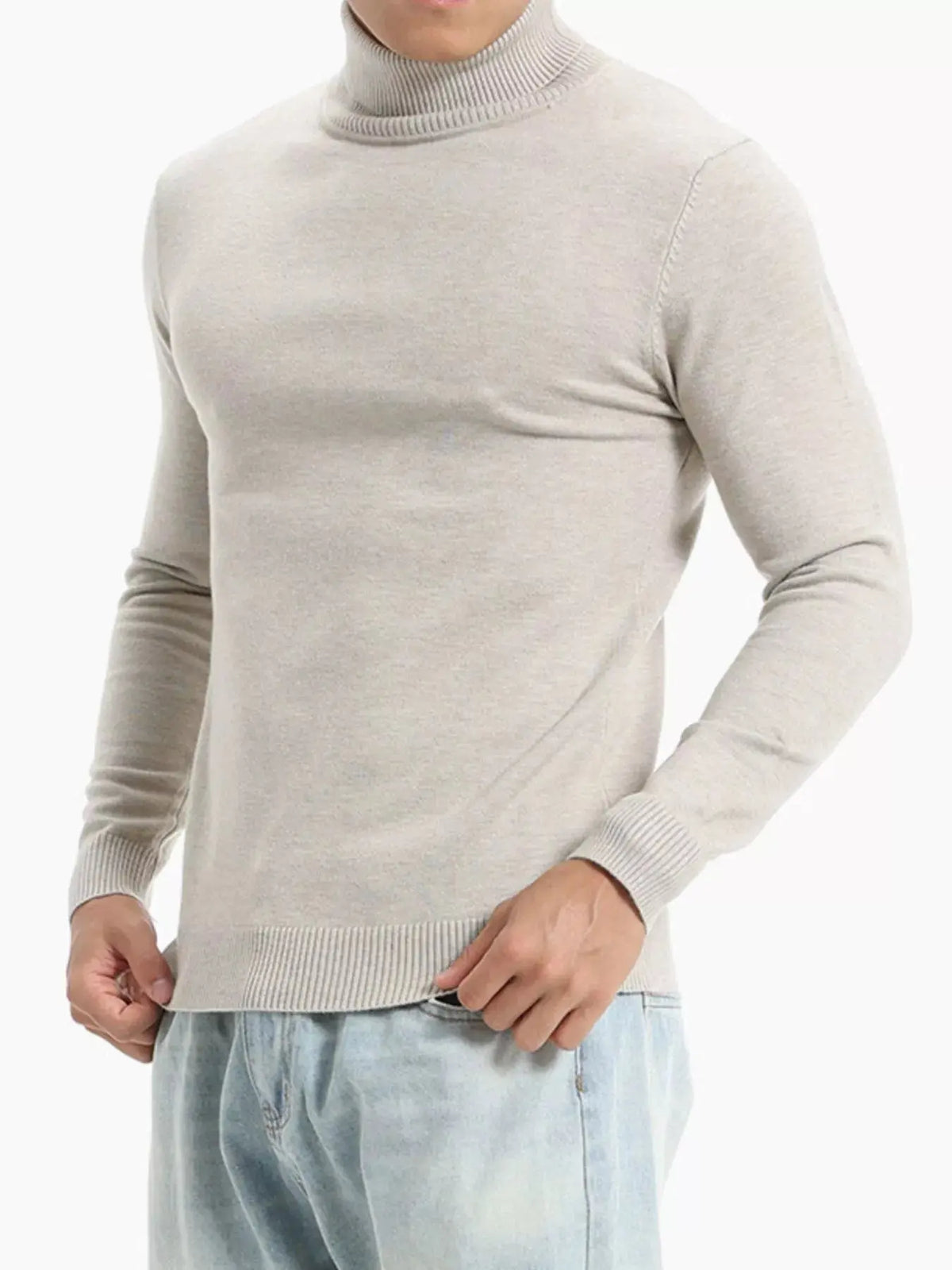 Men's Plus Size Slim-Fit Turtleneck Sweater  COOLANDBAG