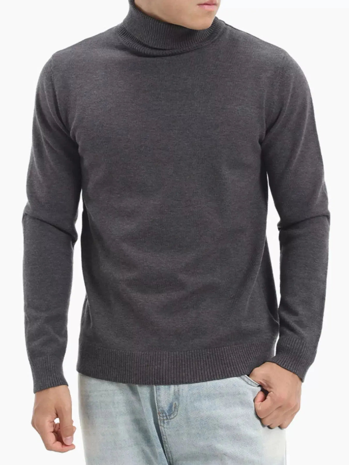 Men's Plus Size Slim-Fit Turtleneck Sweater  COOLANDBAG