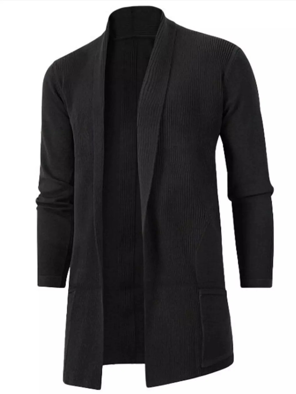 Gilet Long Ouvert en Maille Grande Taille Homme