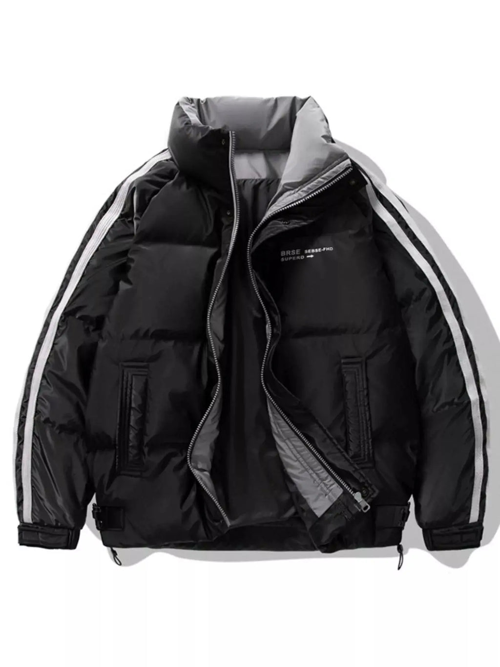 Men's Plus Size Striped Padded Puffer Jacket  COOLANDBAG