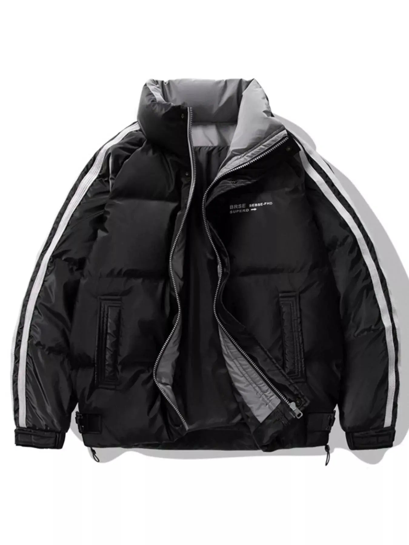 Men's Plus Size Striped Padded Puffer Jacket  COOLANDBAG