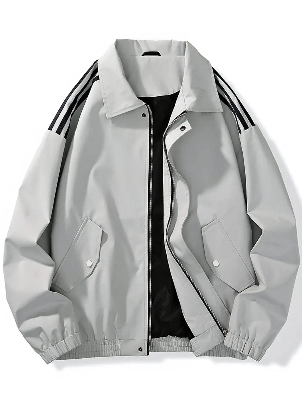Men's Plus Size Striped Zip Up Jacket  COOLANDBAG
