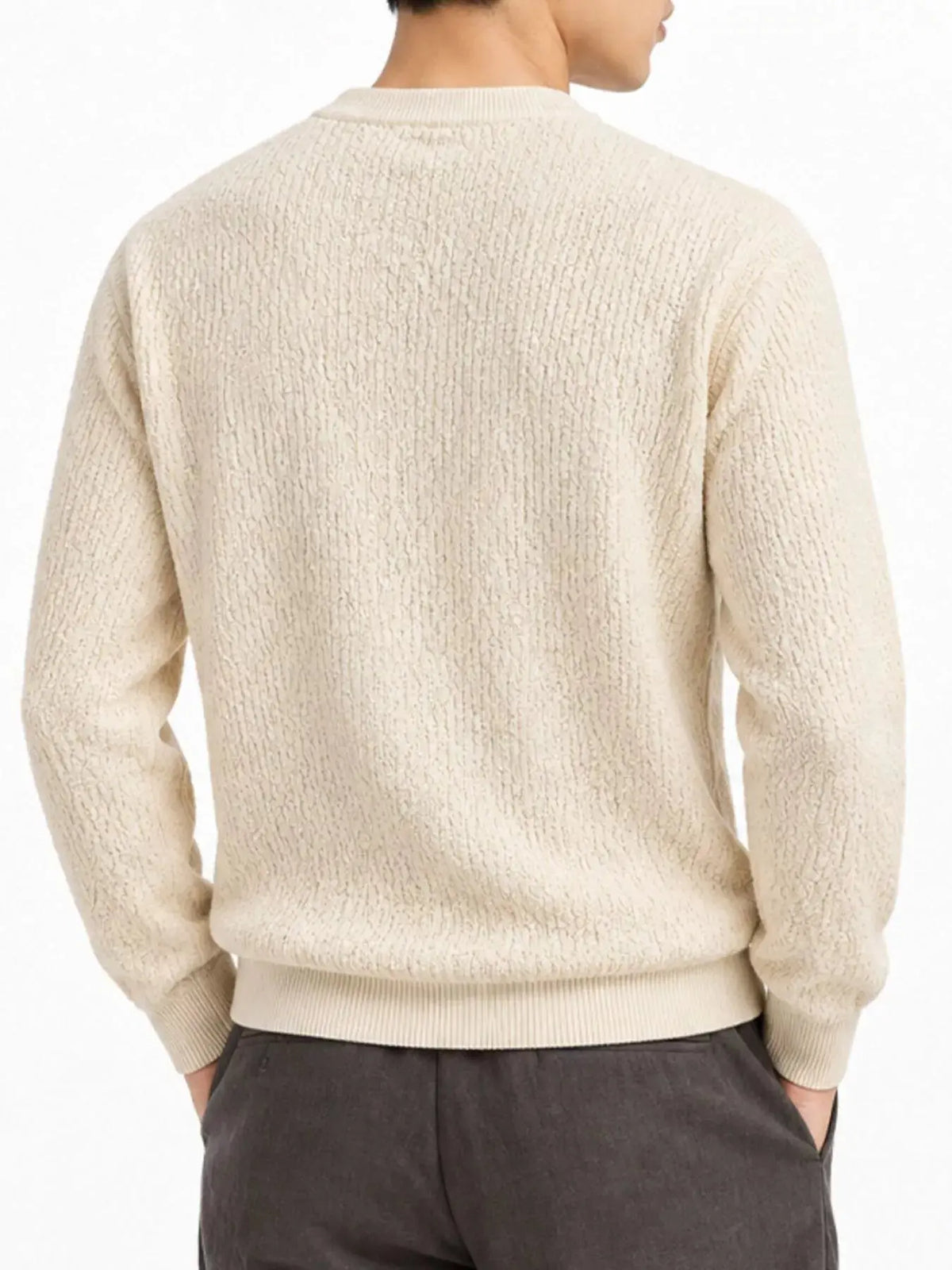 Men's Plus Size Textured Crew Neck Sweater  COOLANDBAG