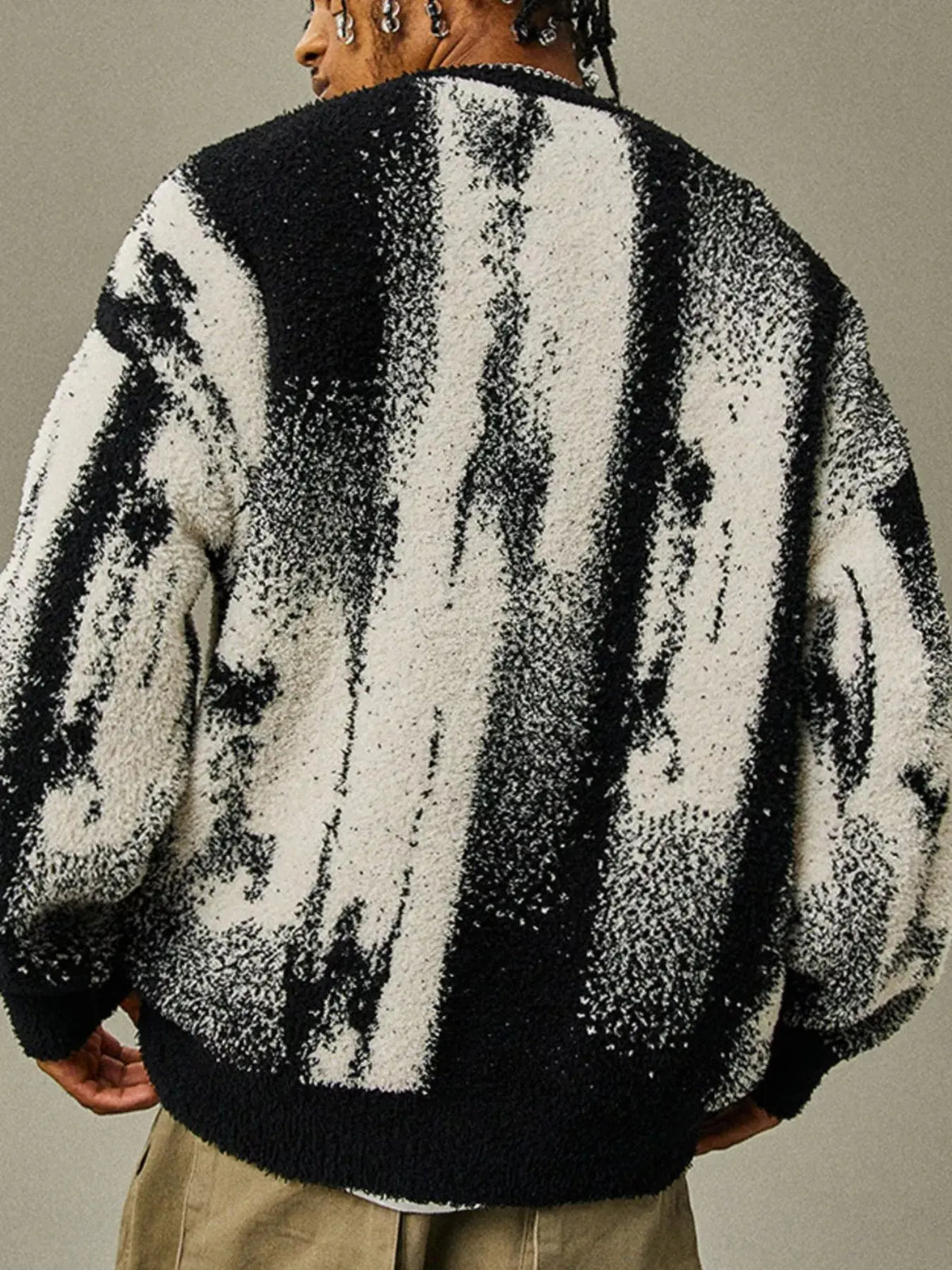 Men's Plus Size Textured Dropped Shoulder Sweater  COOLANDBAG
