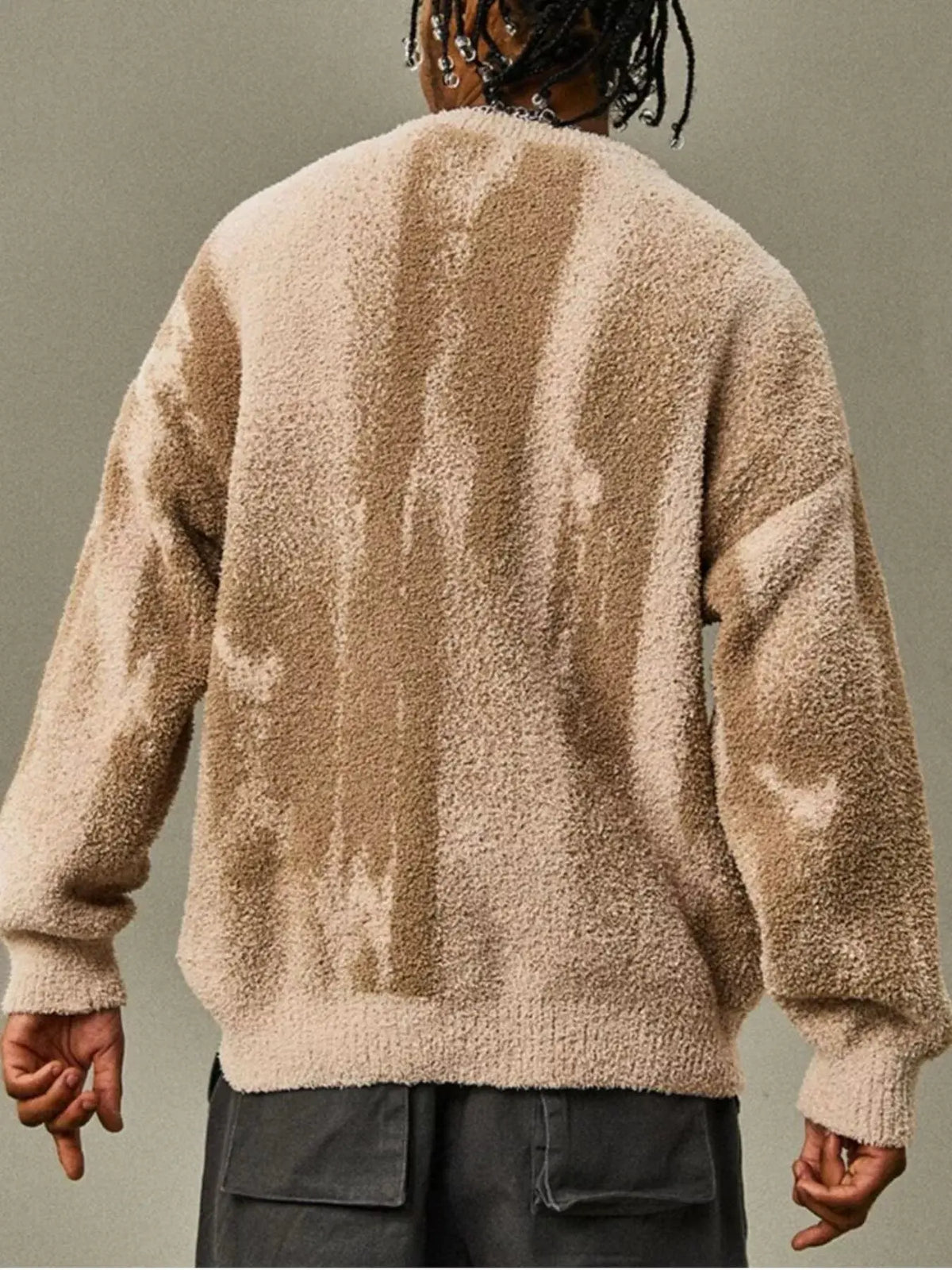 Men's Plus Size Textured Dropped Shoulder Sweater  COOLANDBAG