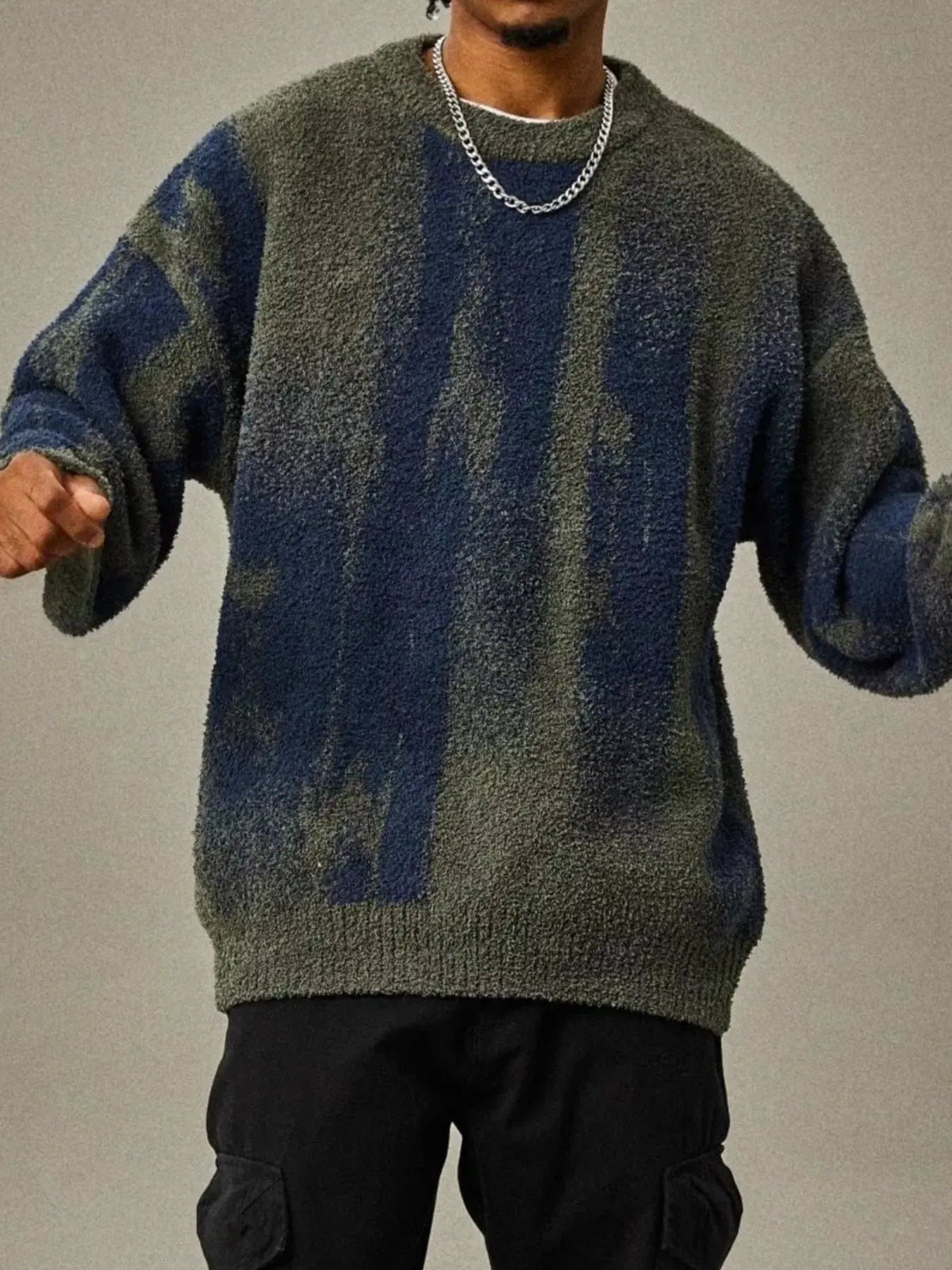 Men's Plus Size Textured Dropped Shoulder Sweater  COOLANDBAG