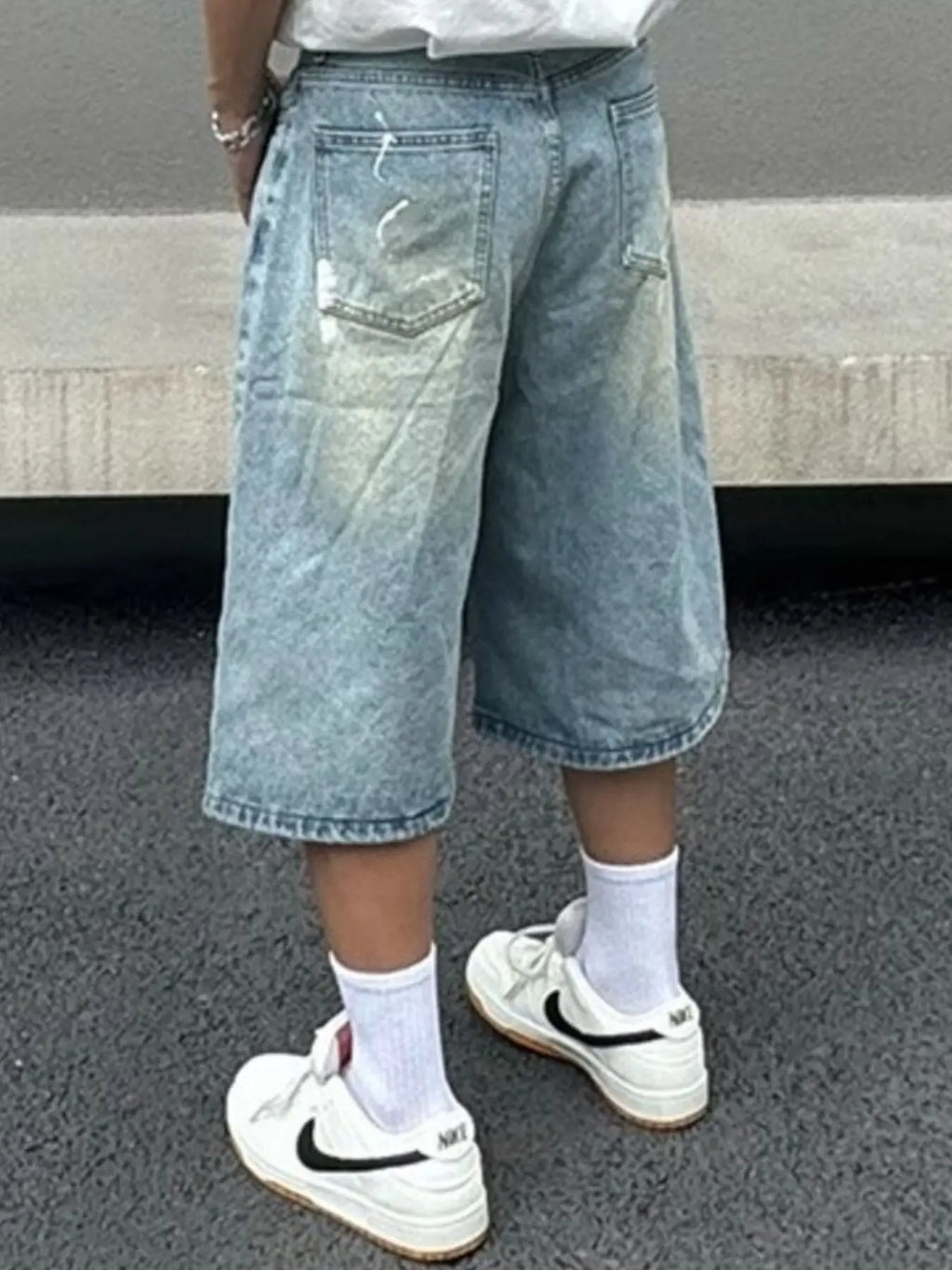 Men's Plus Size Wide-Leg Denim Shorts  COOLANDBAG