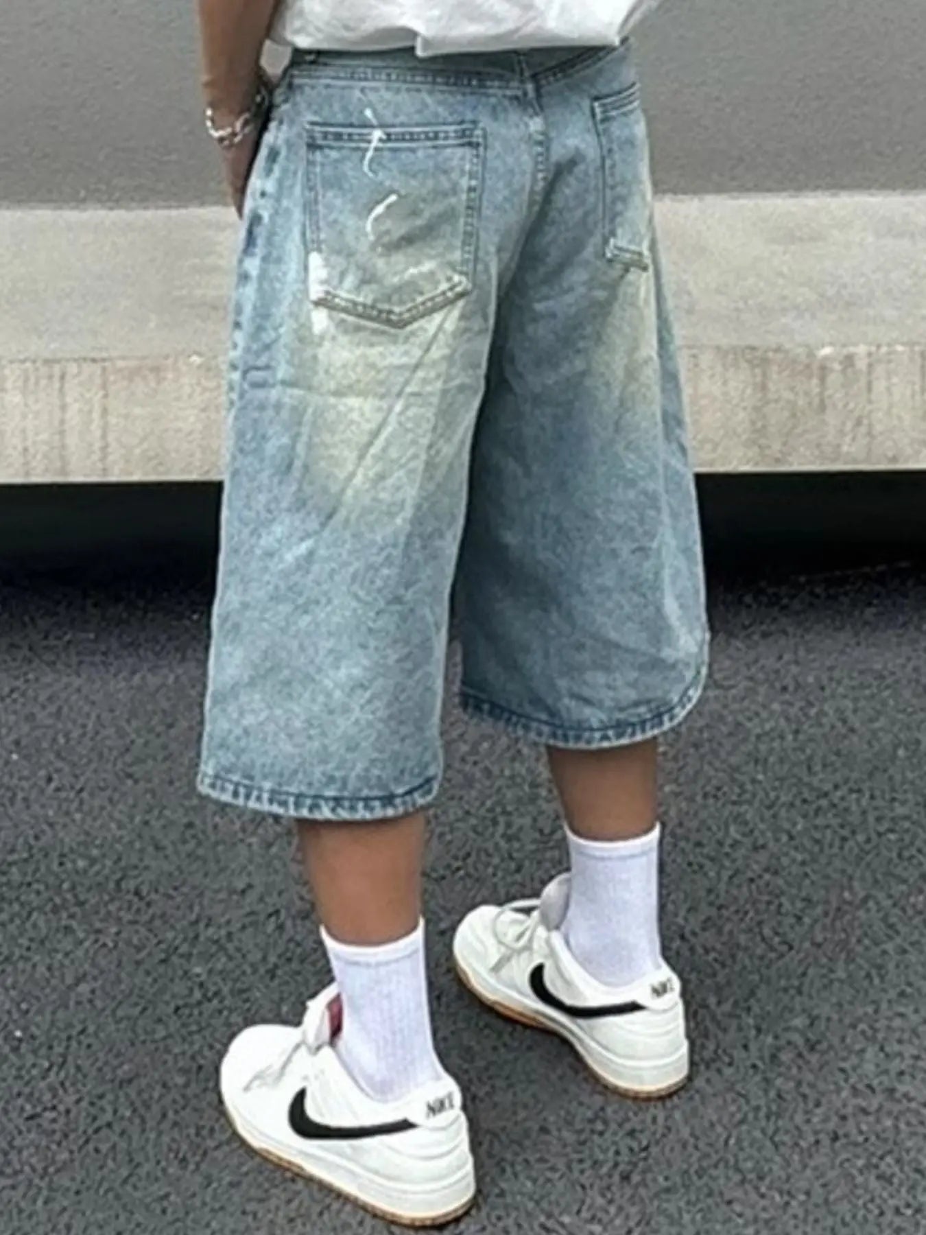 Men's Plus Size Wide-Leg Denim Shorts  COOLANDBAG