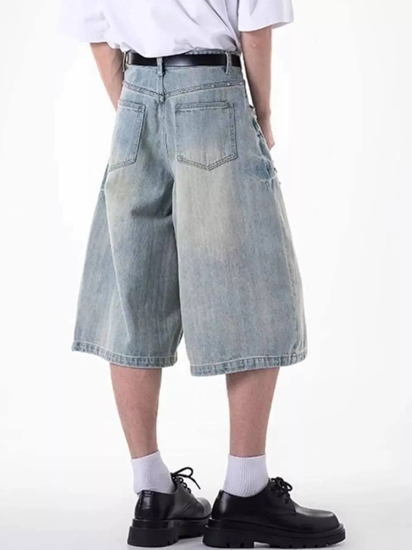 Men's Plus Size Wide Leg Denim Shorts  COOLANDBAG