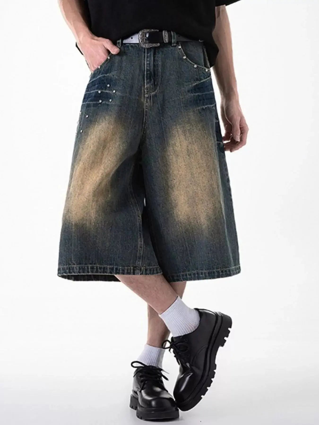 Men's Plus Size Wide Leg Denim Shorts  COOLANDBAG